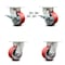 Service Caster 4 Inch Kingpinless Red Poly on Steel Wheel Caster Swivel Locks 2 Brakes, 4PK SCC-KP30S420-PUR-RS-SLB-BSL-2-BSL-2 - alternate 1